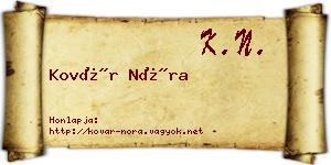 Kovár Nóra névjegykártya