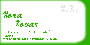 nora kovar business card